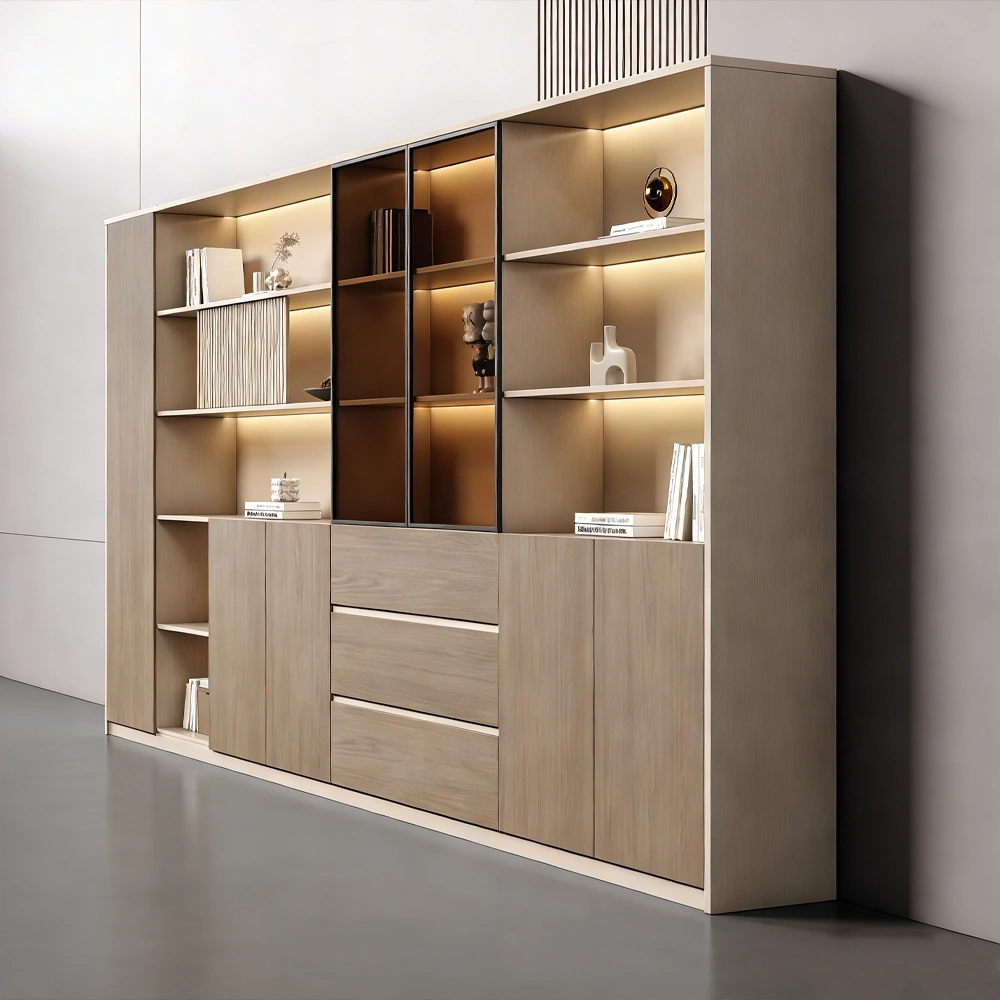 Luxury Wood and Glass Door Storage for Modern Office - image 2
