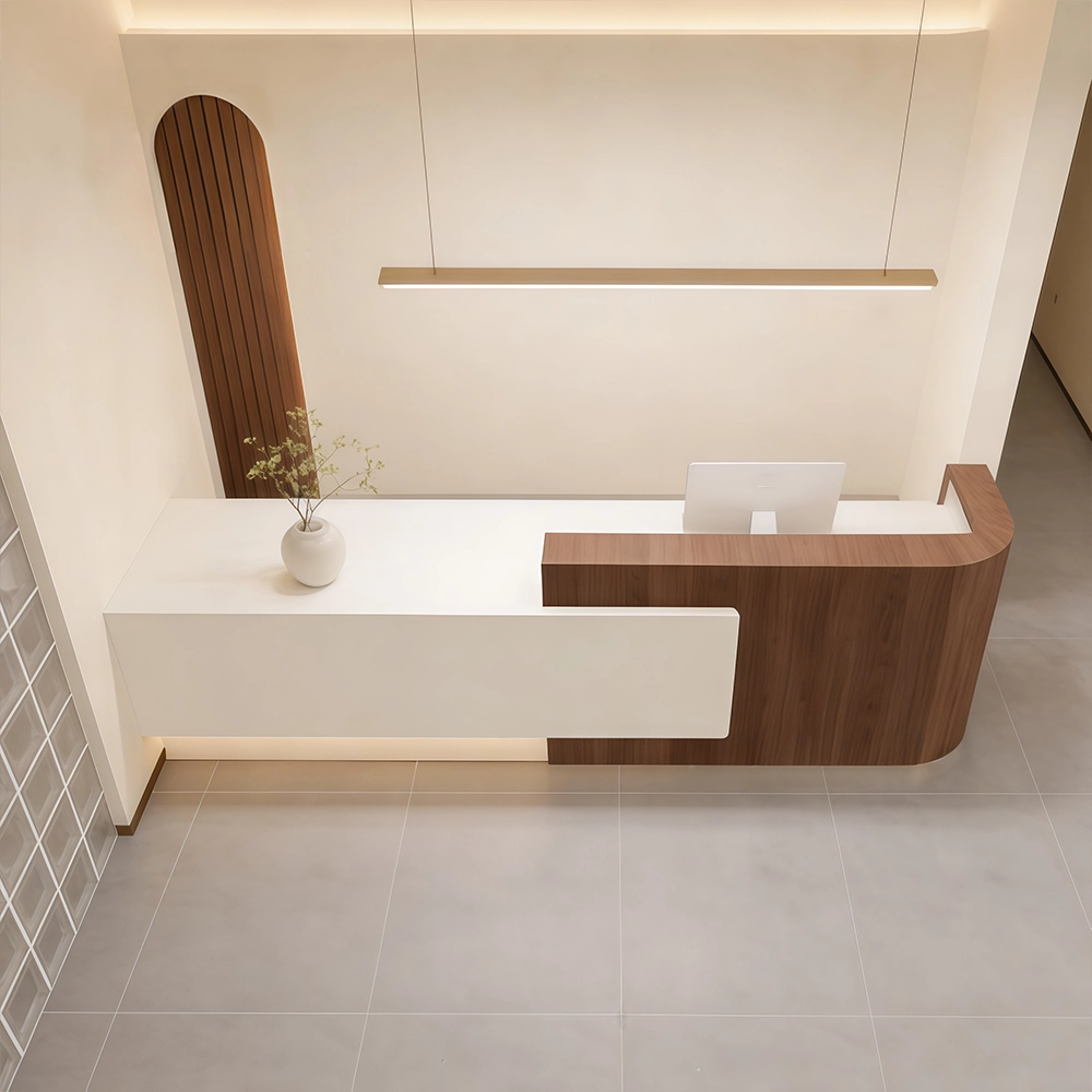 Modern Minimalist Wood Grain Style Reception Desk - image 3