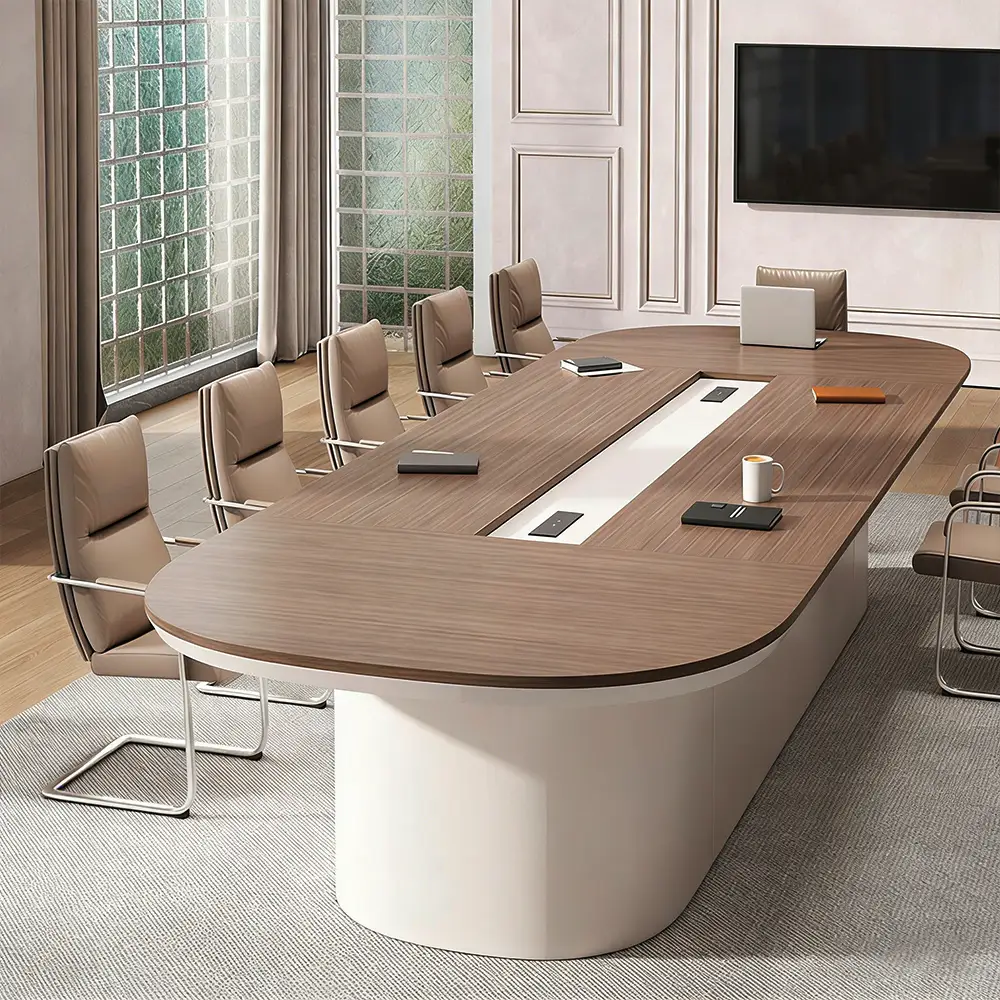 Modern Minimalist Oval Painted Conference Table - image 2