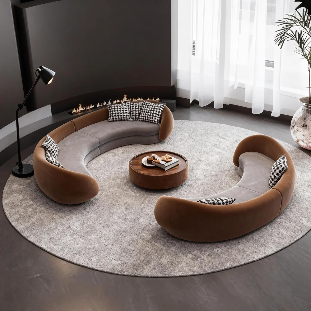 Light Luxury Semi-Circular Arc Sofa for Living Room - image 2