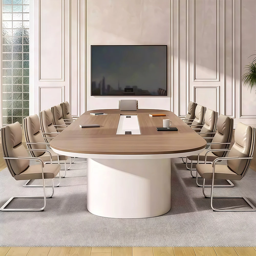 Modern Minimalist Oval Painted Conference Table - image 3
