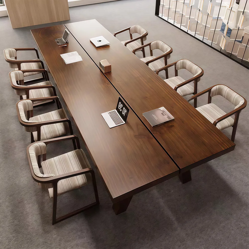 Large Solid Wood Slab Conference Table - image 3