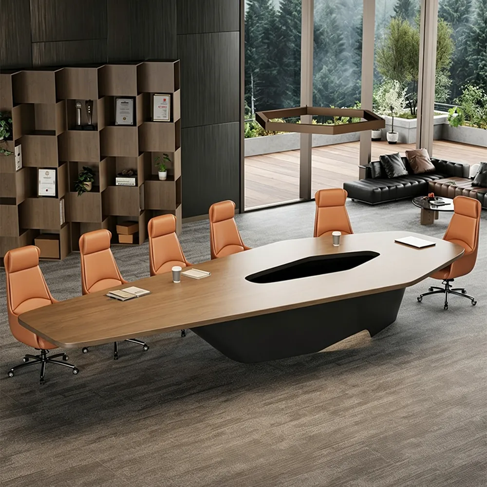 Irregular Raw Wood Slab Conference Table - image 3