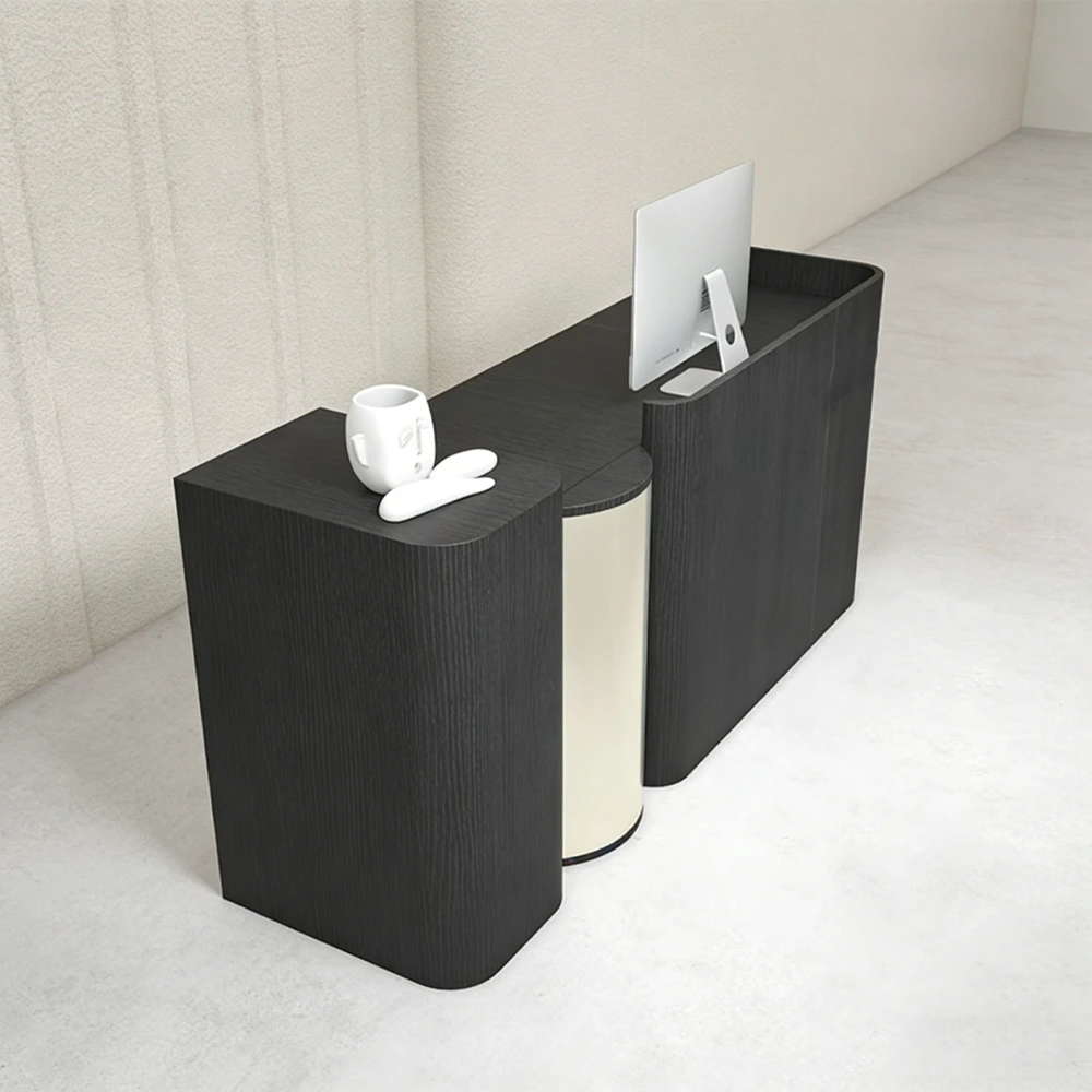 Black Arc Wooden Cashier Desk – Multi-use Front Desk - image 3