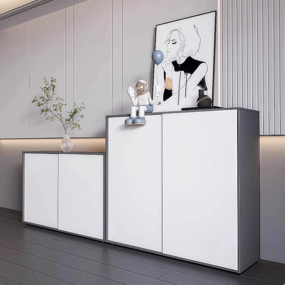 White Wooden Filing Cabinet with Lock - image 3