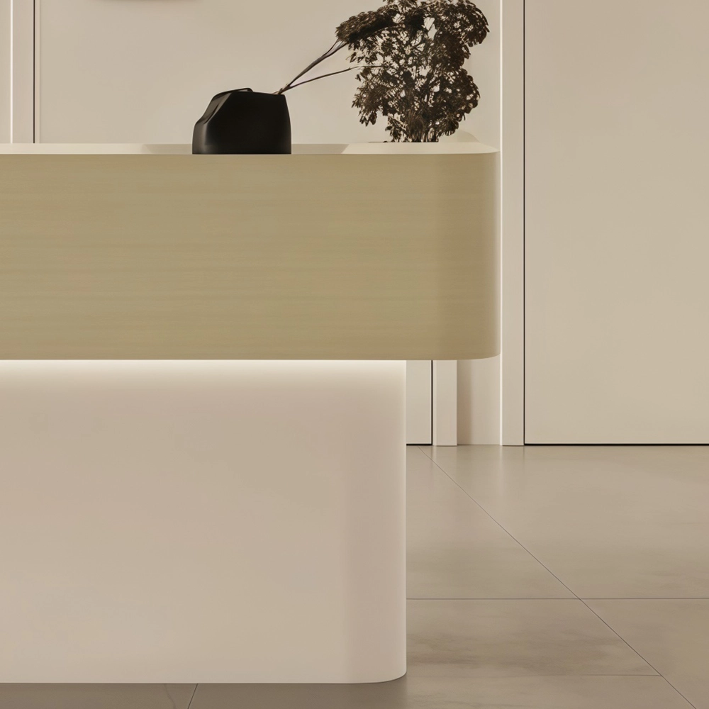 Sleek Minimalist Wood Reception Counter - image 5