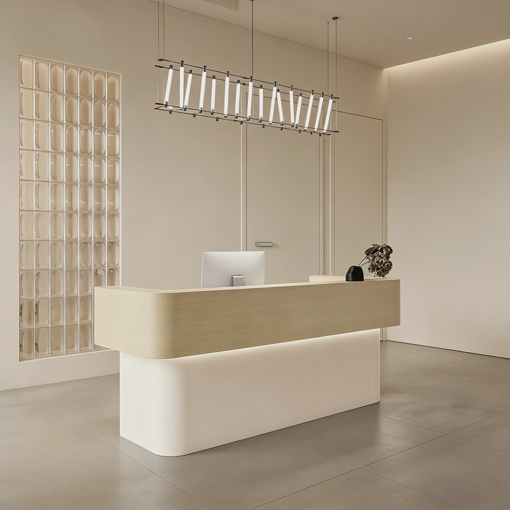 Sleek Minimalist Wood Reception Counter - image 3