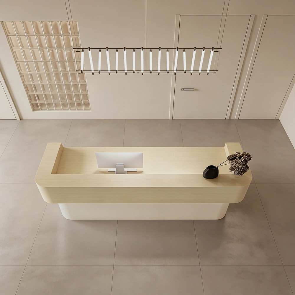 Sleek Minimalist Wood Reception Counter - image 2