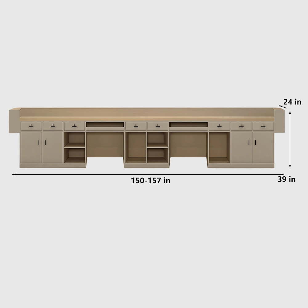 Sleek Minimalist Wood Reception Counter - image 12