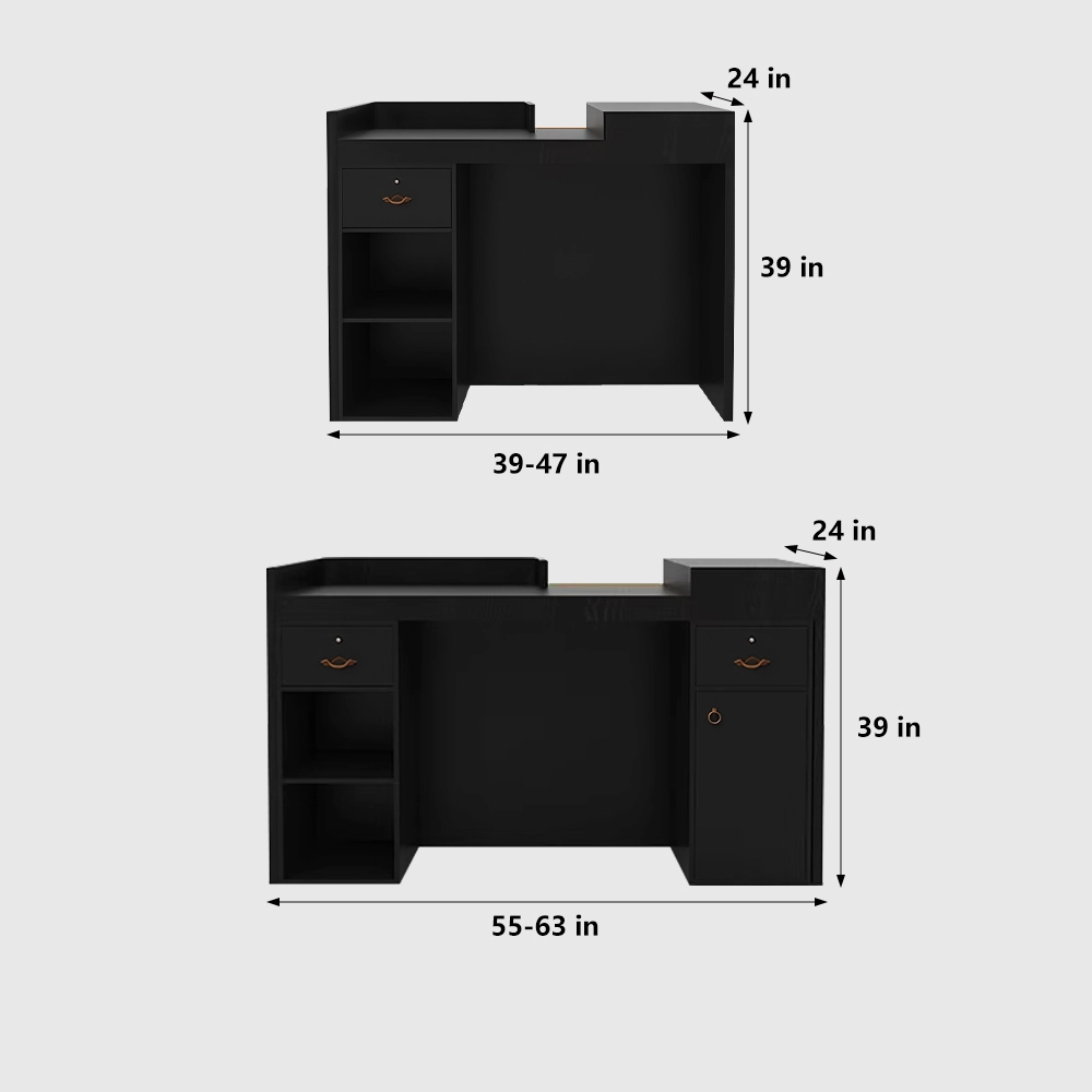 Black Arc Wooden Cashier Desk – Multi-use Front Desk - image 8