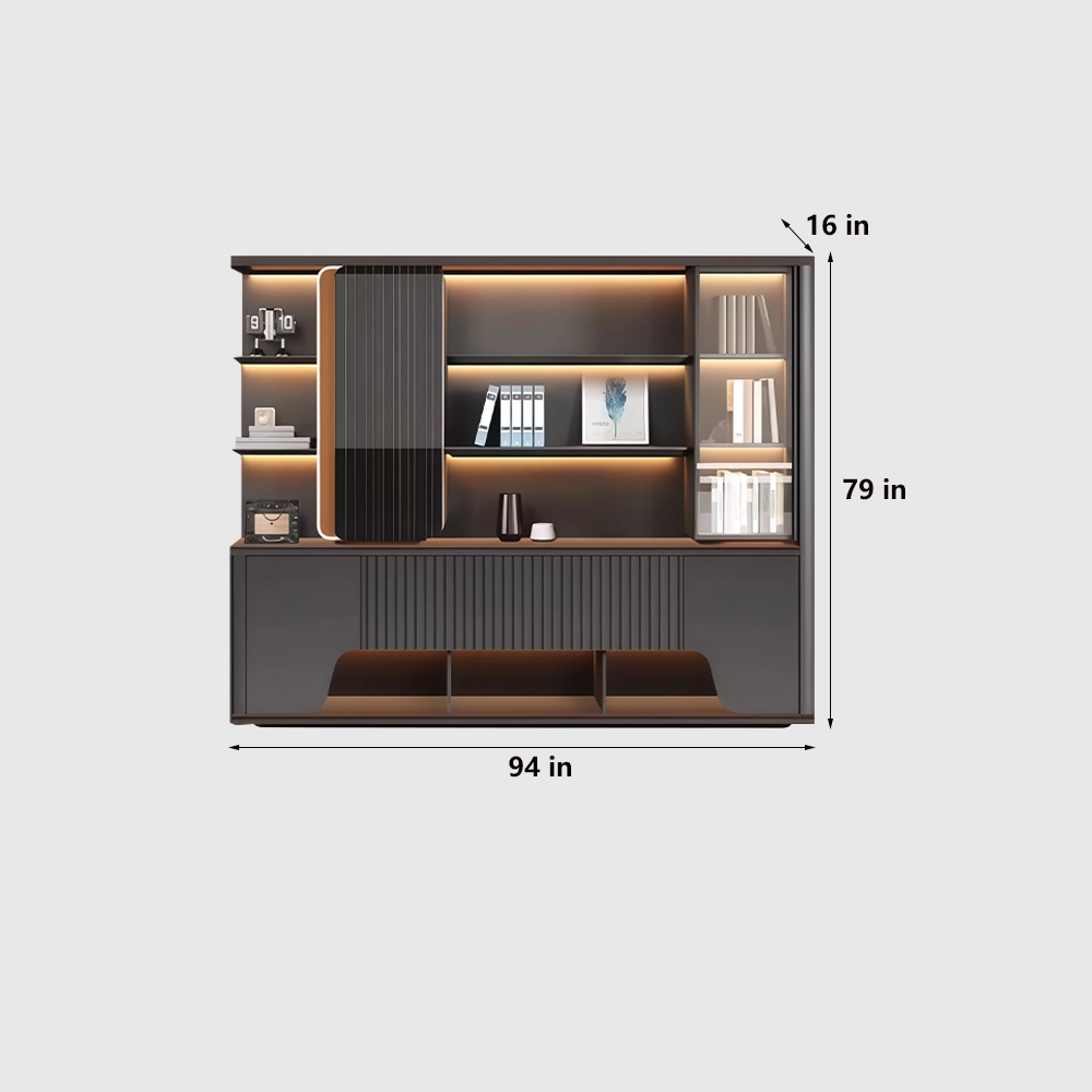Modern Luxury Wooden Executive Office Bookcase with Filing Shelves - image 7