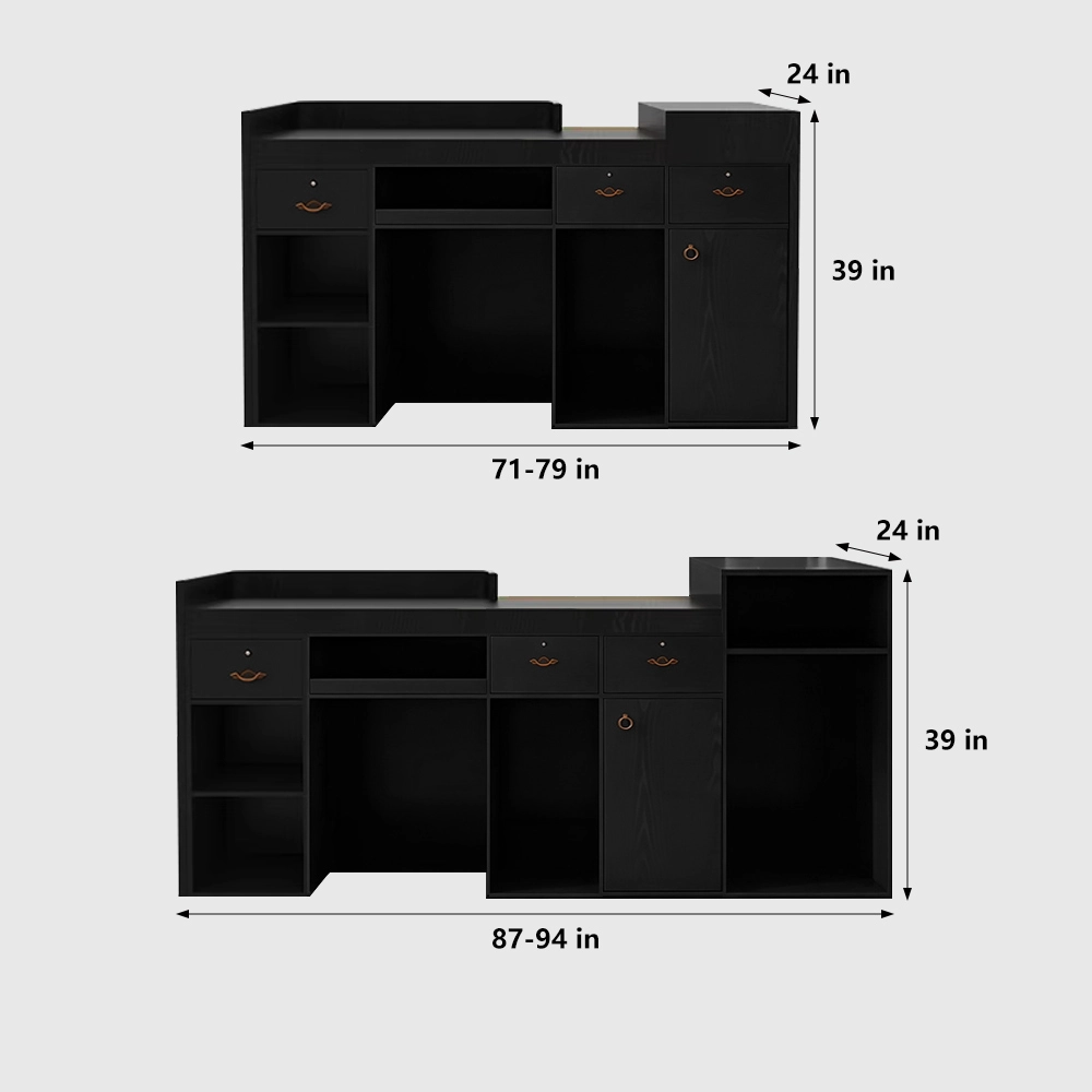 Black Arc Wooden Cashier Desk – Multi-use Front Desk - image 9