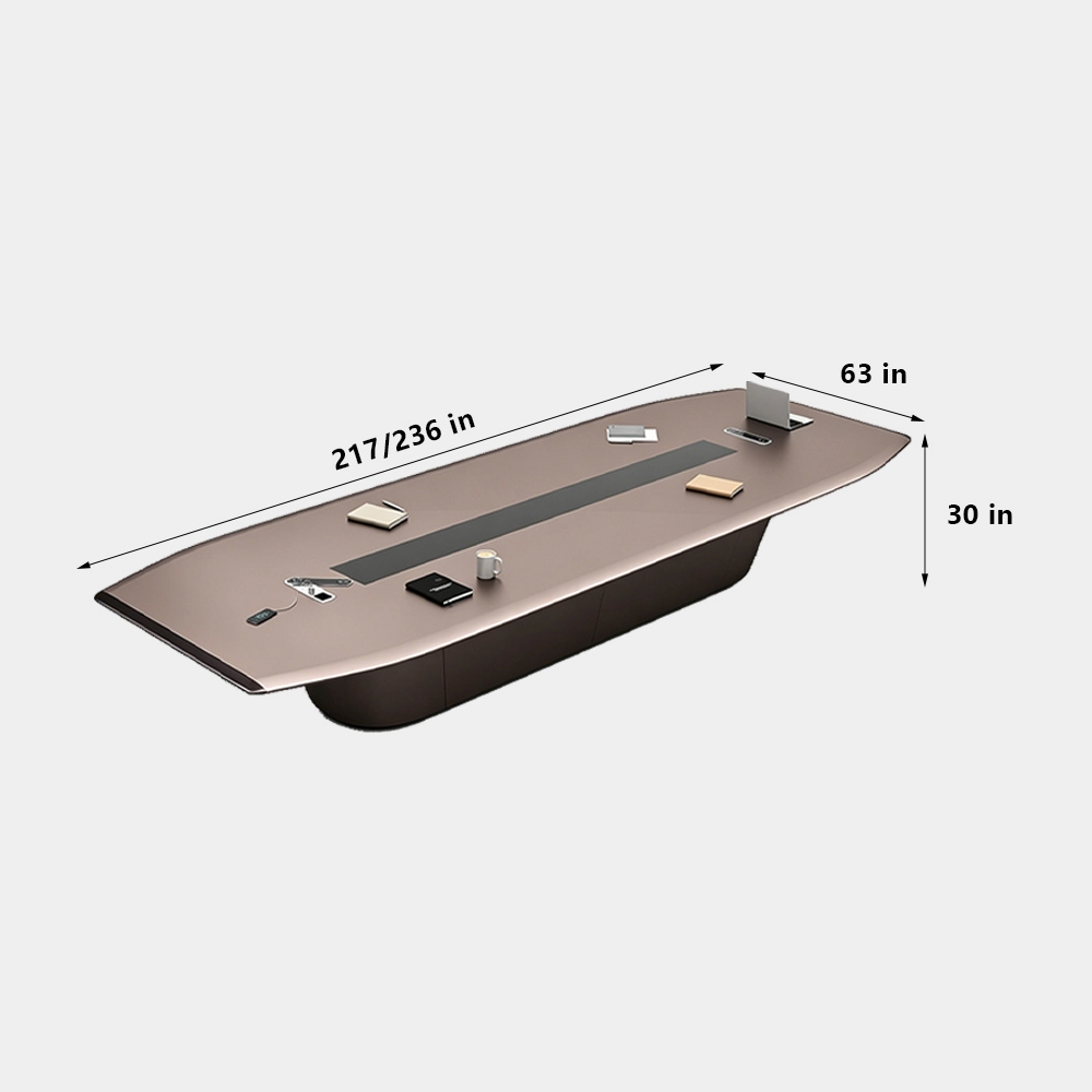 Faux Leather Finish Conference Table – Luxury Long Rectangular Training Desk - image 8