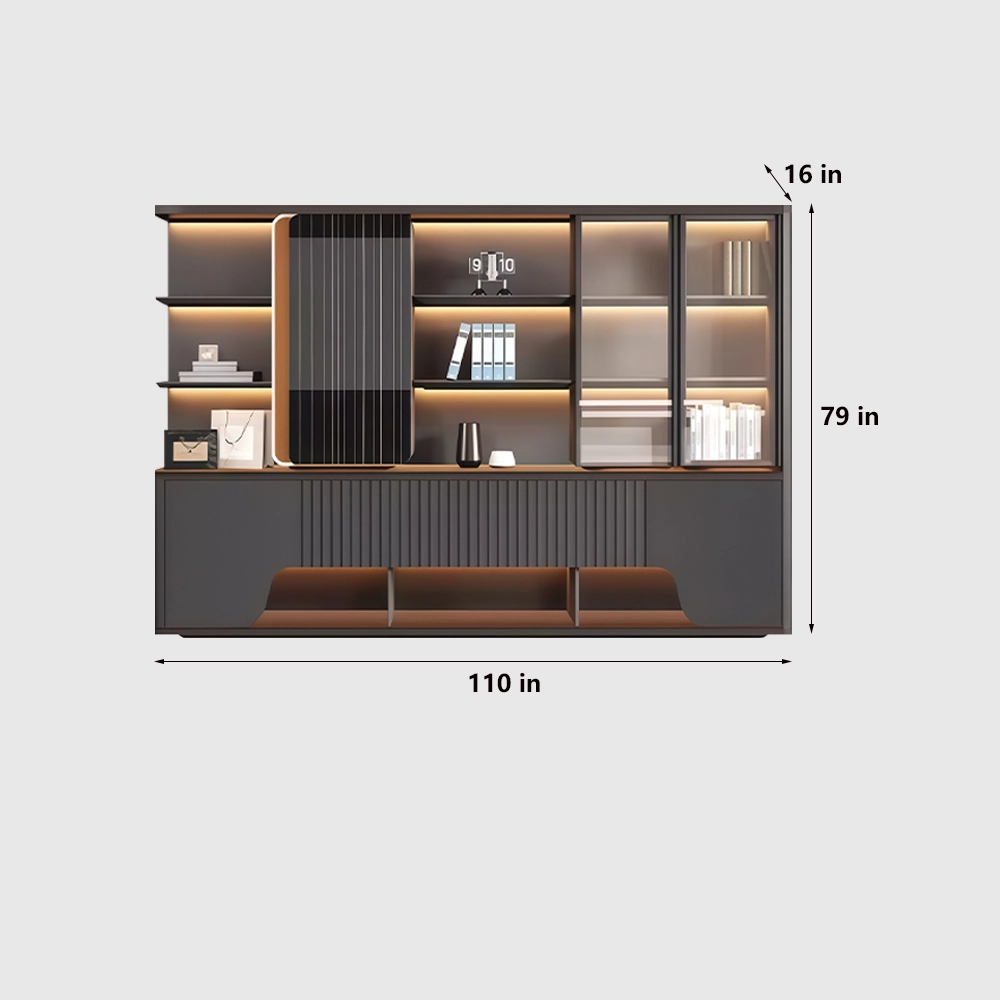 Modern Luxury Wooden Executive Office Bookcase with Filing Shelves - image 8