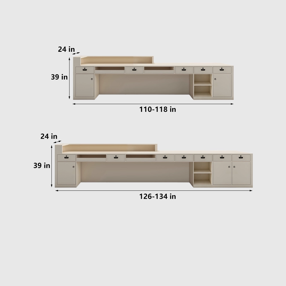 Modern Minimalist Wood Grain Style Reception Desk - image 9