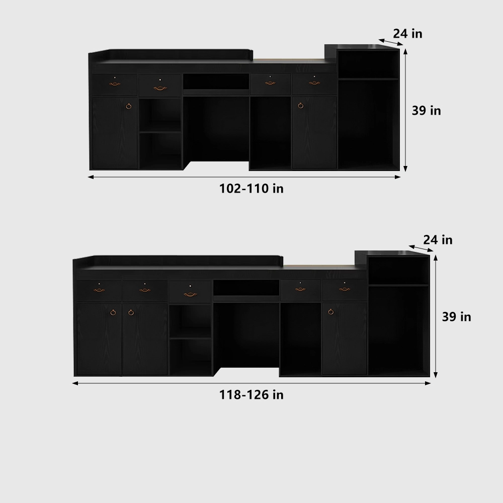 Black Arc Wooden Cashier Desk – Multi-use Front Desk - image 10