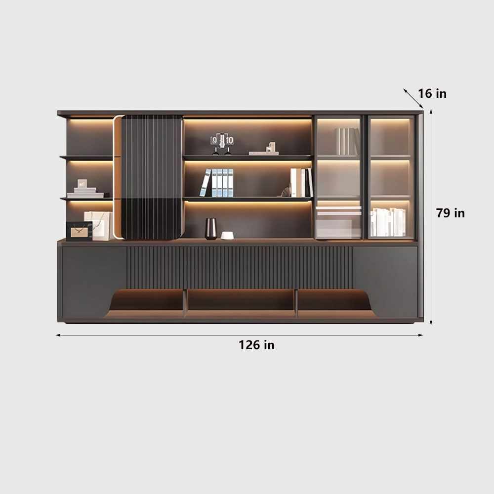 Modern Luxury Wooden Executive Office Bookcase with Filing Shelves - image 9