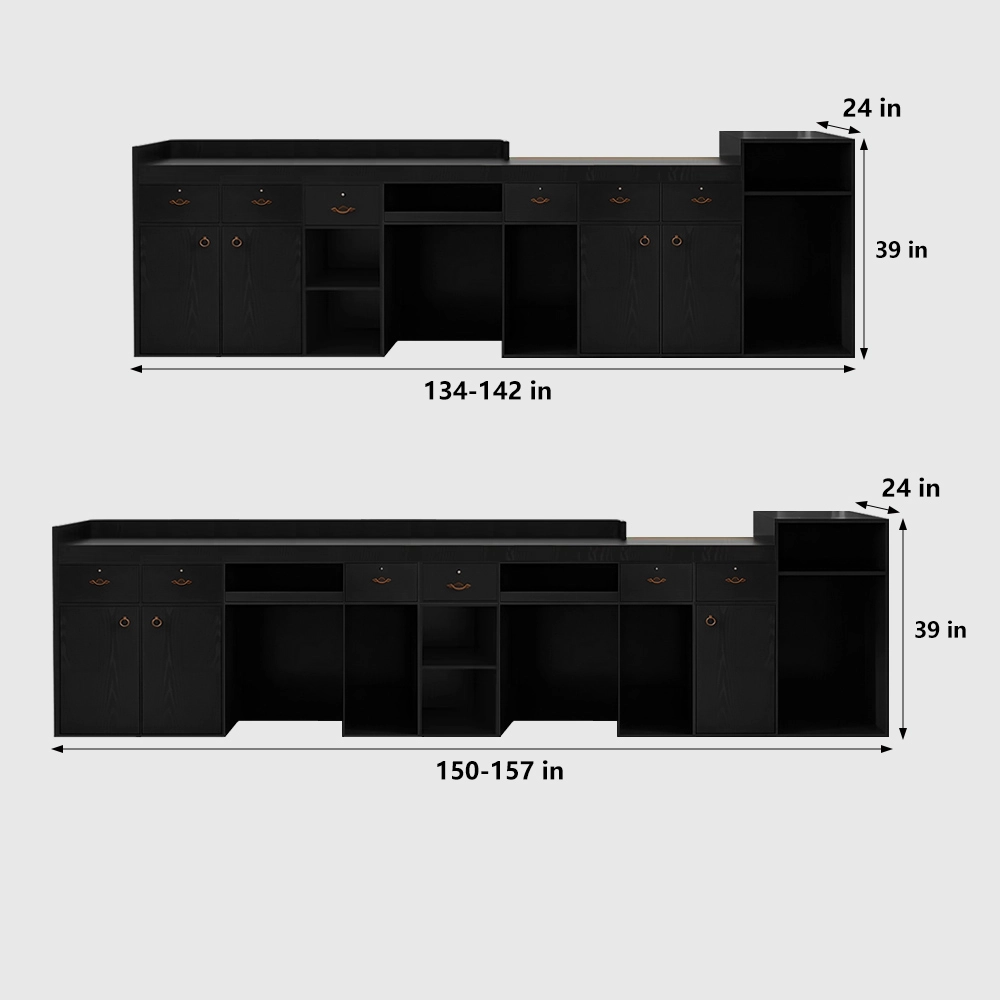 Black Arc Wooden Cashier Desk – Multi-use Front Desk - image 11