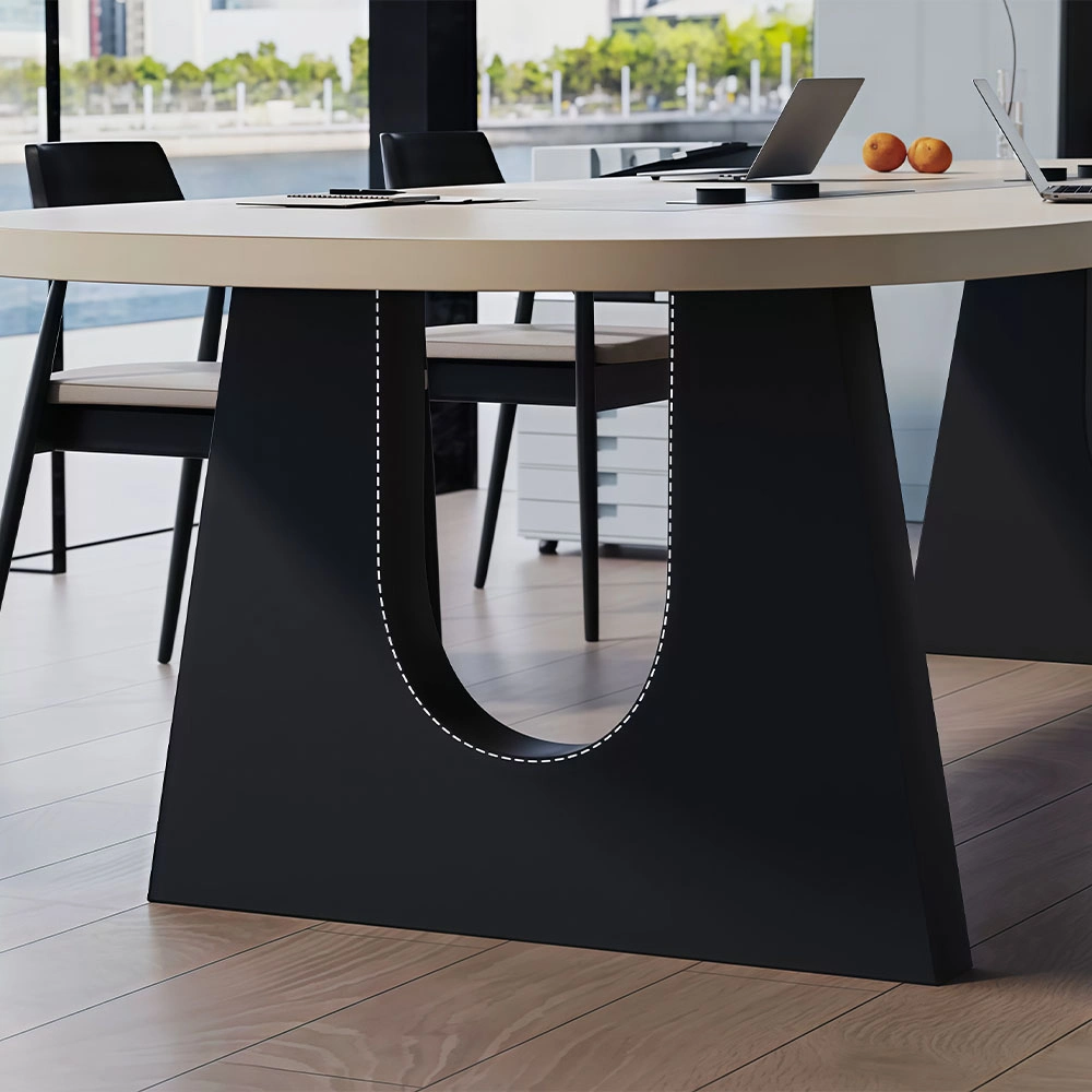 Beige Oval Conference Table for Business Meetings - image 6