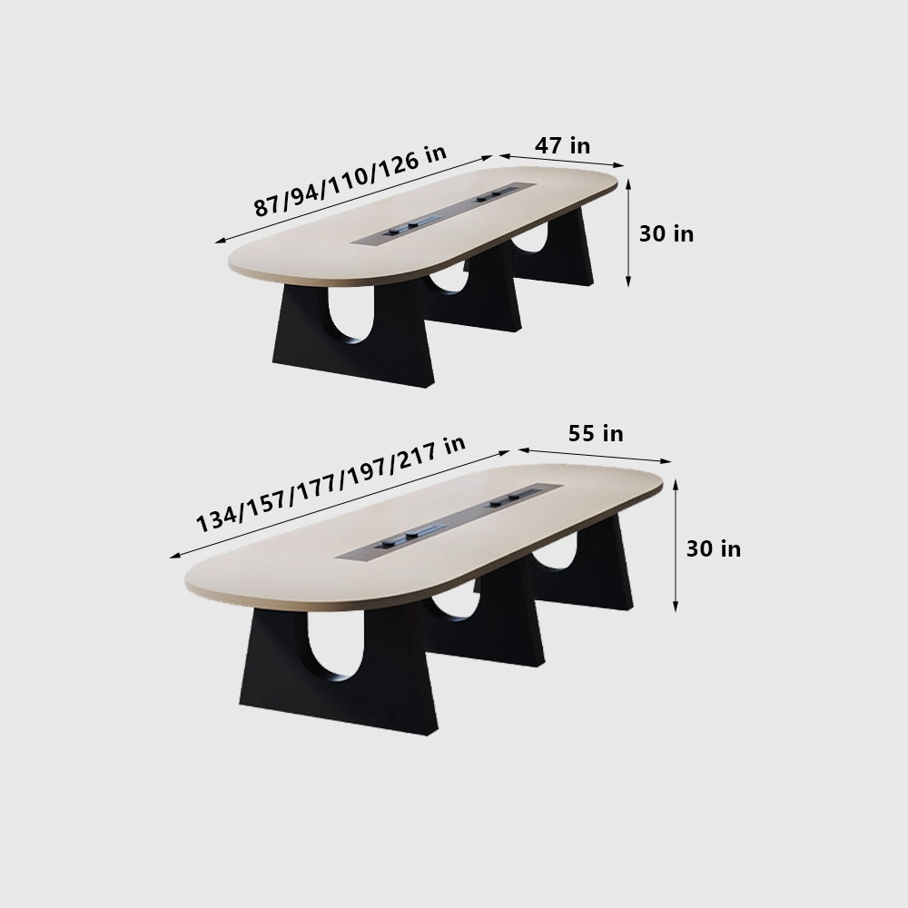 Beige Oval Conference Table for Business Meetings - image 7