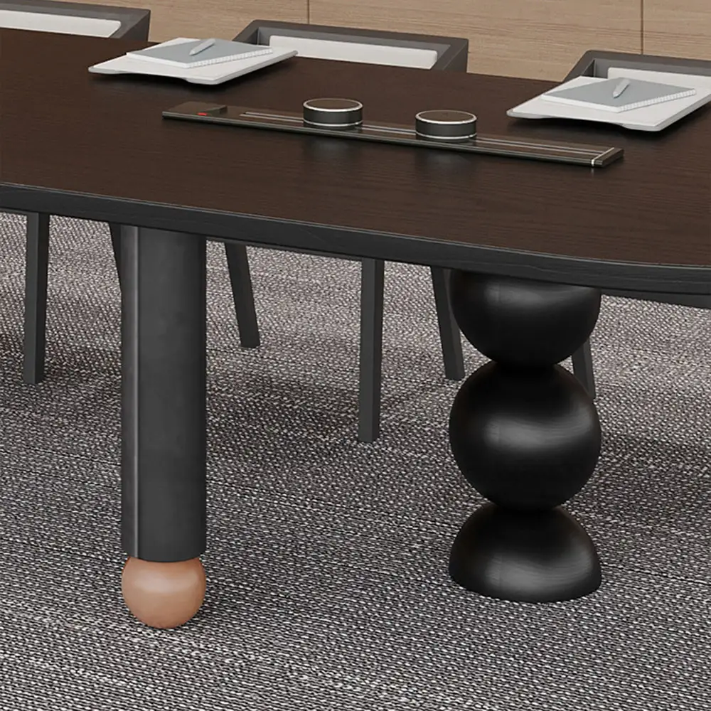 Black Solid Wood Conference Table with Outlets - image 4