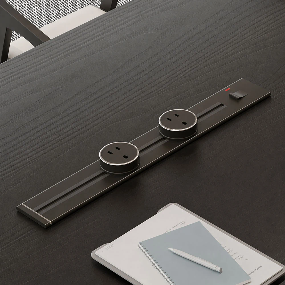 Black Solid Wood Conference Table with Outlets - image 5