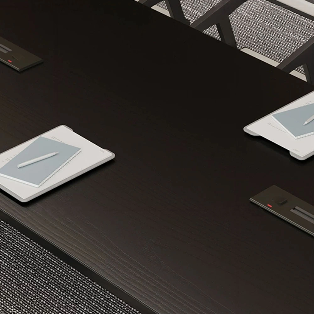 Black Solid Wood Conference Table with Outlets - image 6