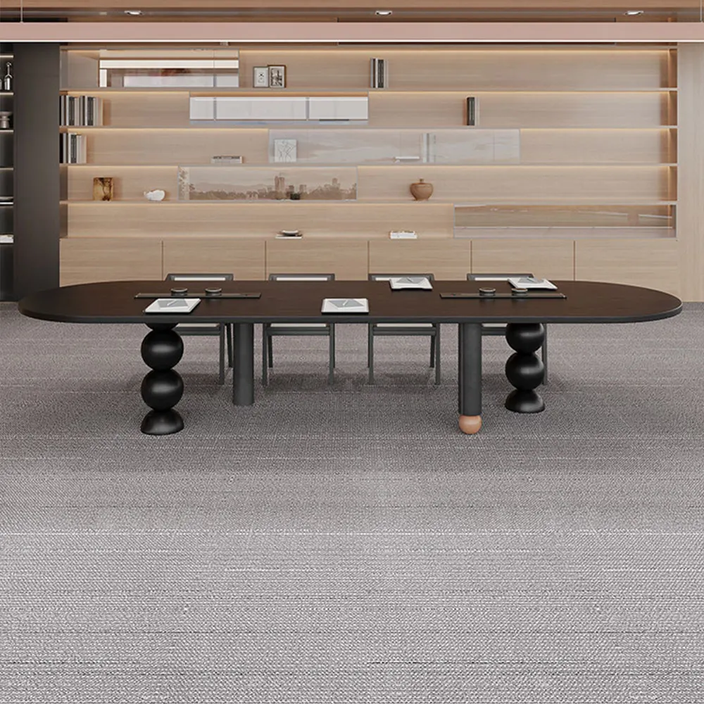 Black Solid Wood Conference Table with Outlets - image 3