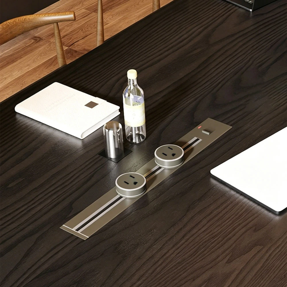 Boat-Shaped Conference Table with Power Outlets - image 4