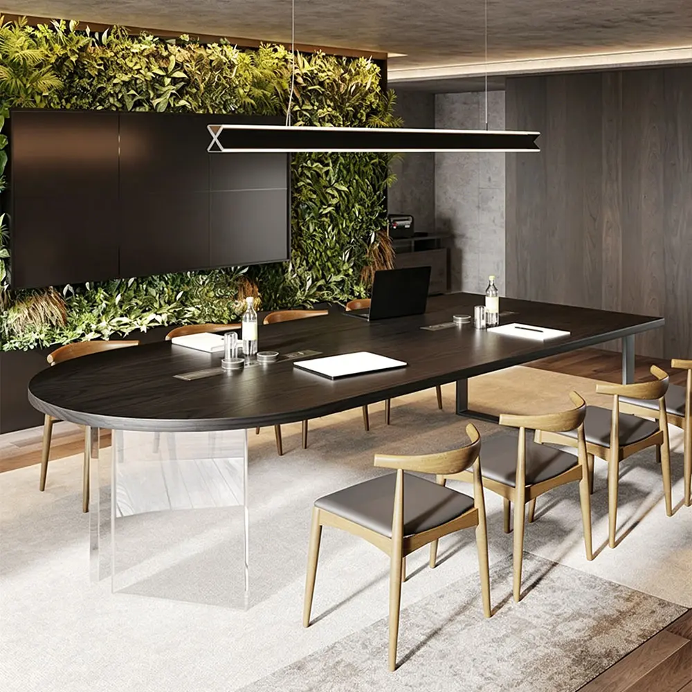 Boat-Shaped Conference Table with Power Outlets - image 2