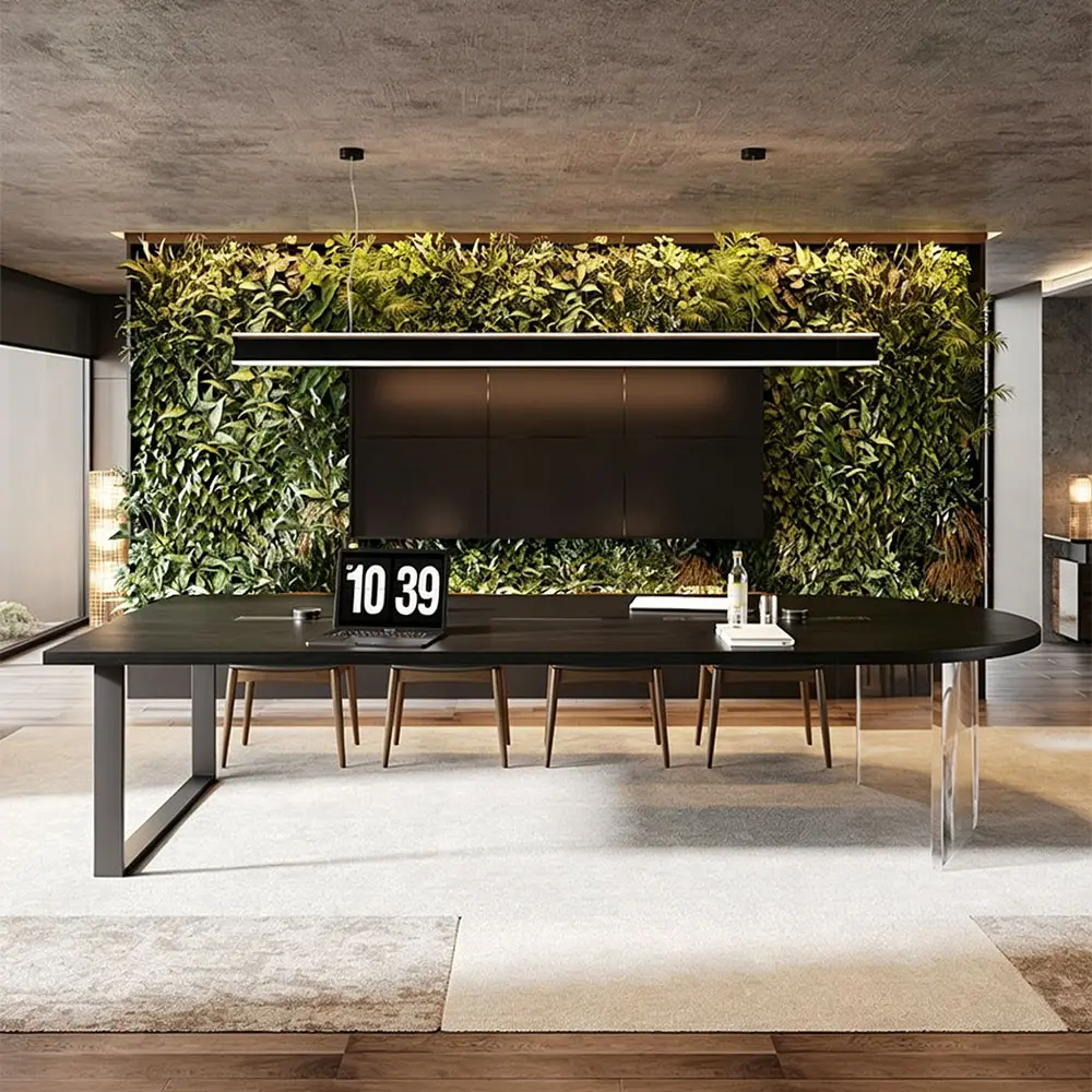 Boat-Shaped Conference Table with Power Outlets - image 3