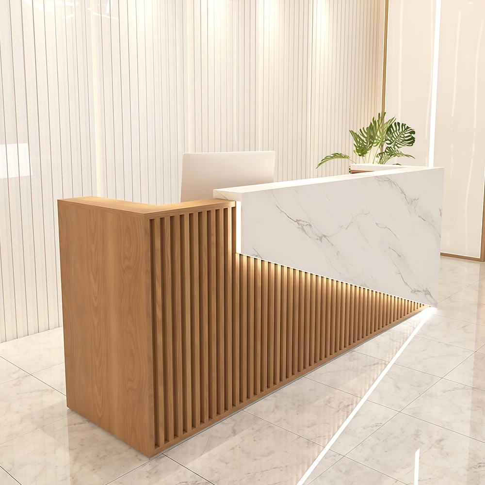 Creative Marble & Wood Reception Desk - image 2