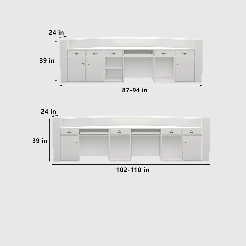 Curved Wood Slat Reception Desk with LED Lighting - image 8