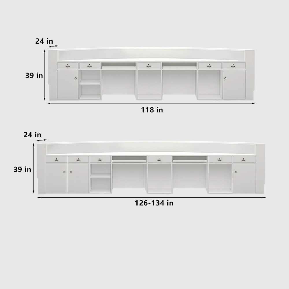 Curved Wood Slat Reception Desk with LED Lighting - image 9