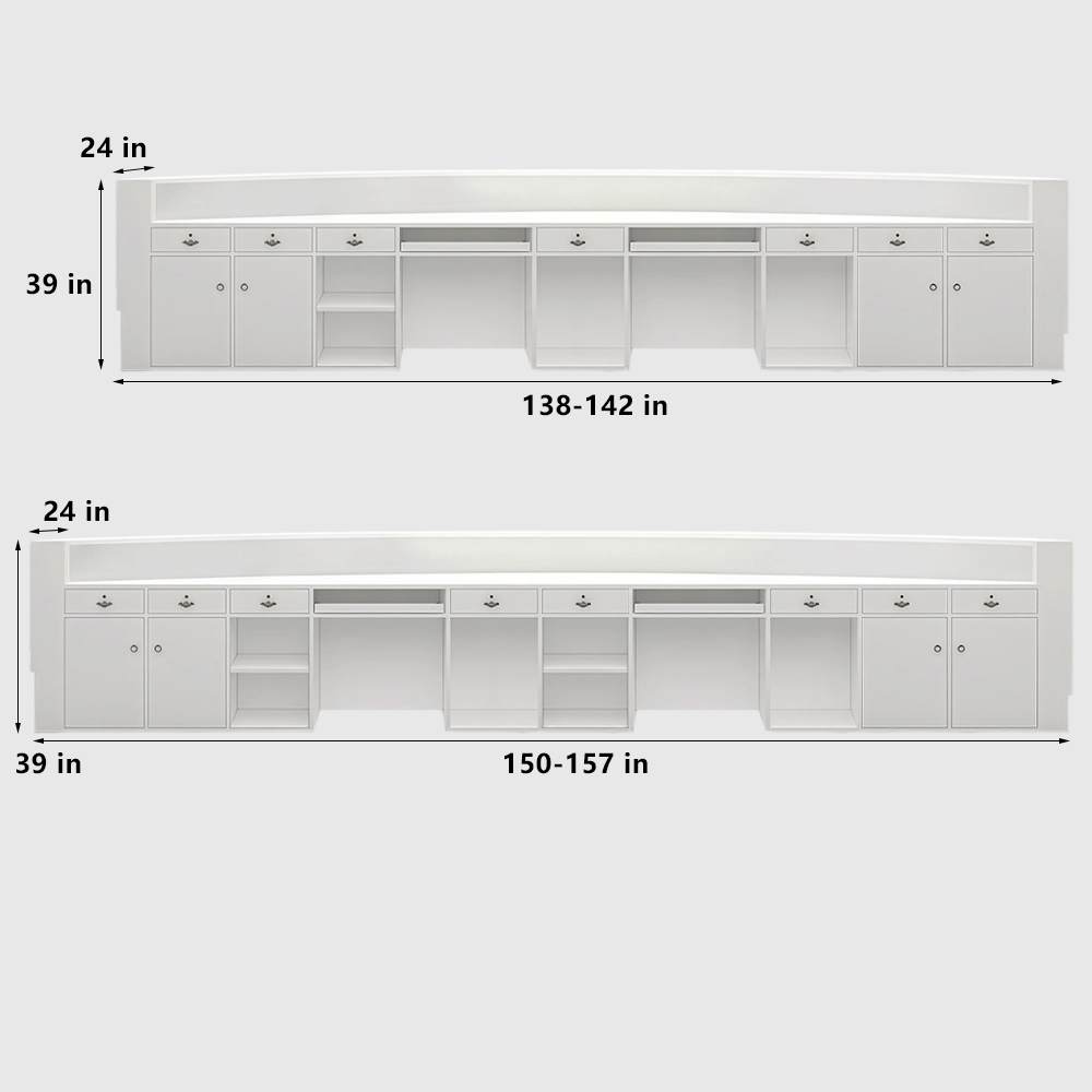 Curved Wood Slat Reception Desk with LED Lighting - image 10