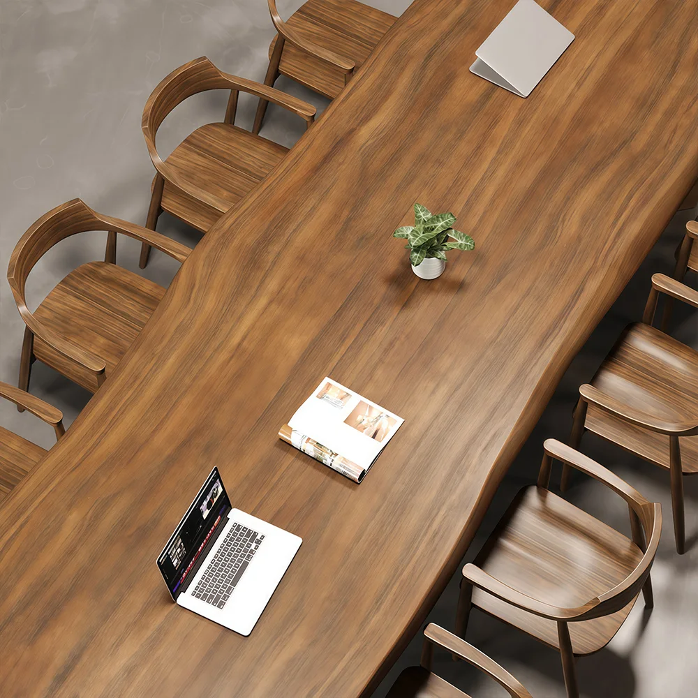 Modern Minimalist Solid Wood Conference Table | Industrial Style Meeting Desk - image 4