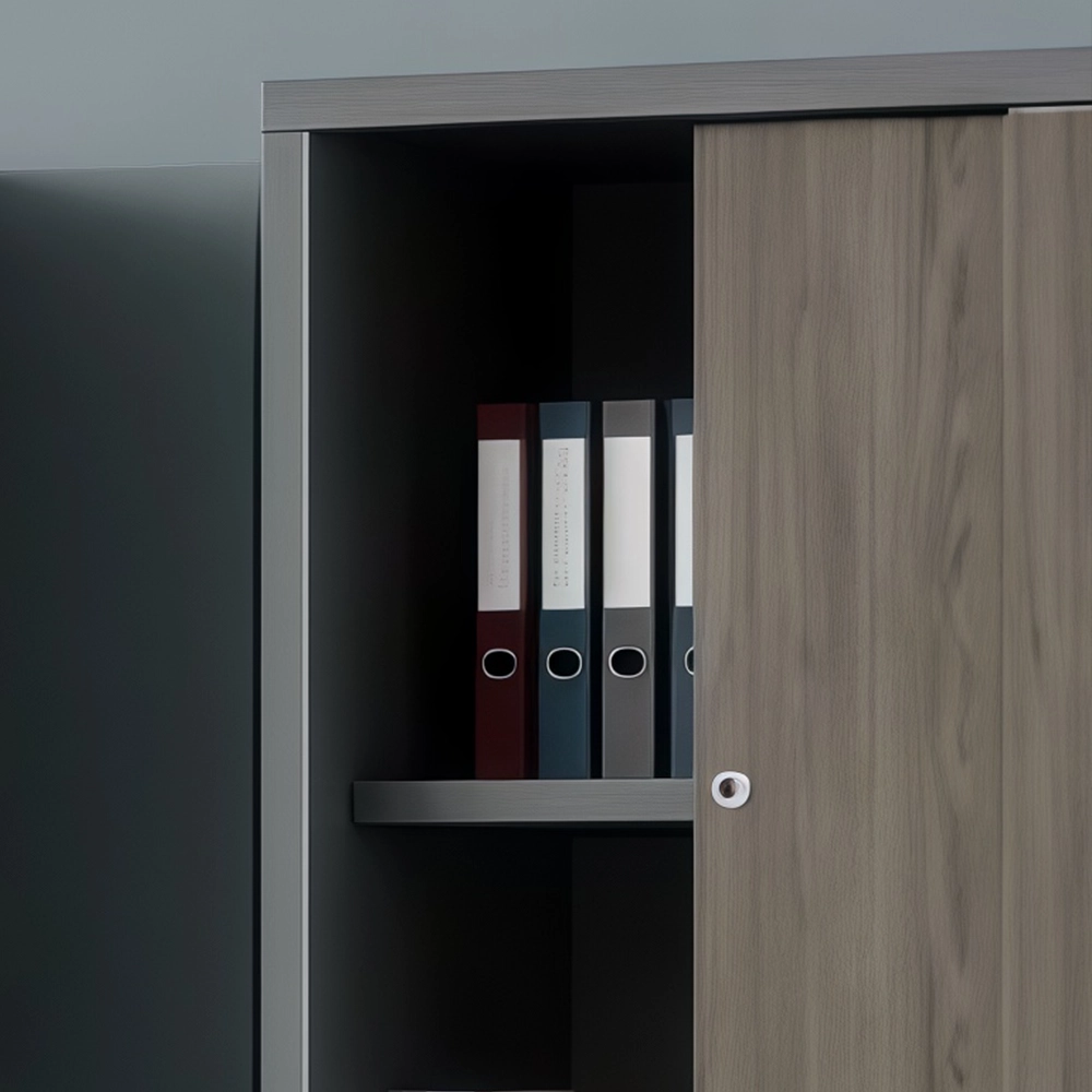 Wooden Sliding Door Office File & Book Cabinet - image 4