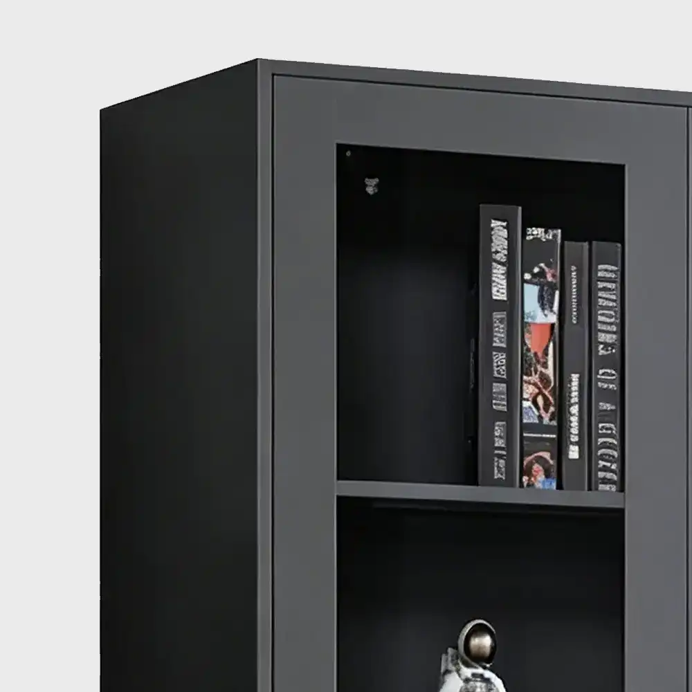 Modern Metal Filing Cabinet with Glass Display Doors - image 3