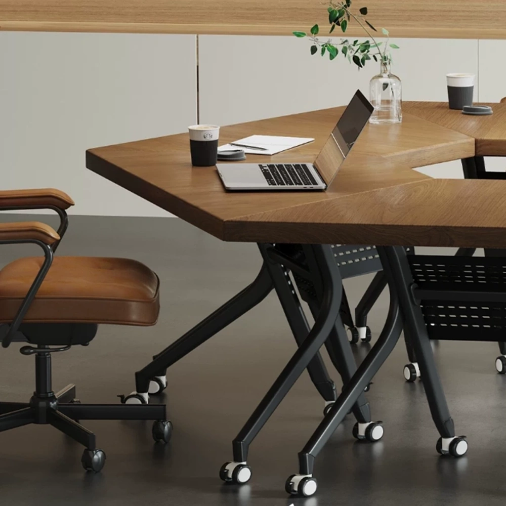 Spliceable Modular Folding Conference Table – Modern Solid Wood Business Meeting Desk for Office - image 4