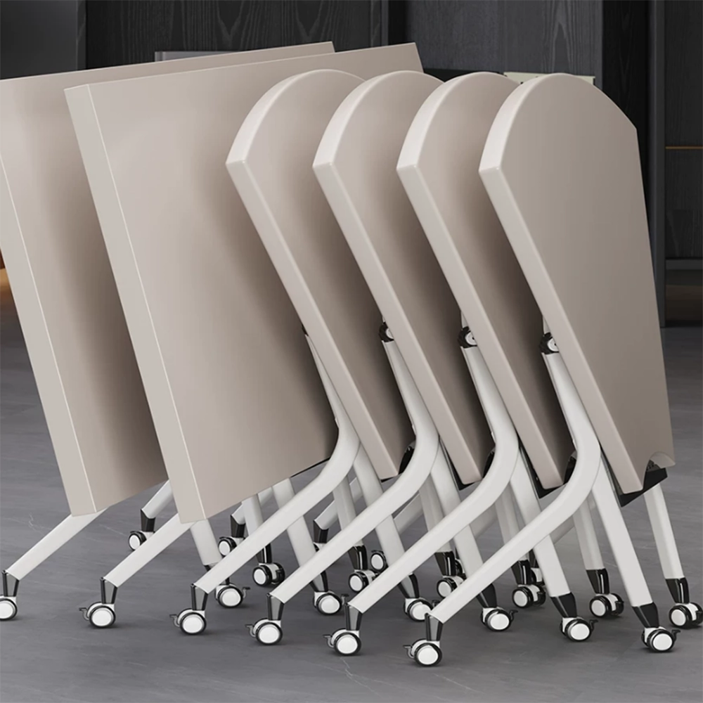 White Wooden Folding Conference Table – Mobile Modular Design - image 4