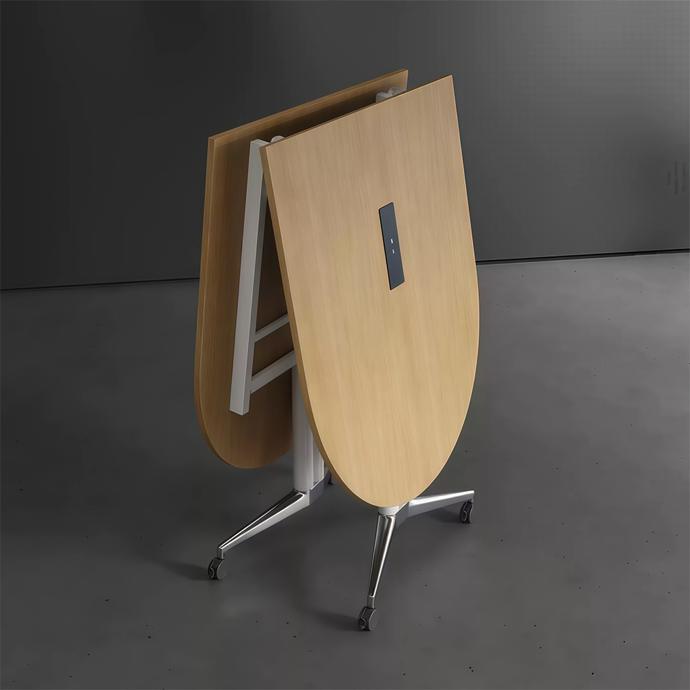 Space-Saving Mobile Folding Table Expandable Meeting Desk with Wheels - image 4