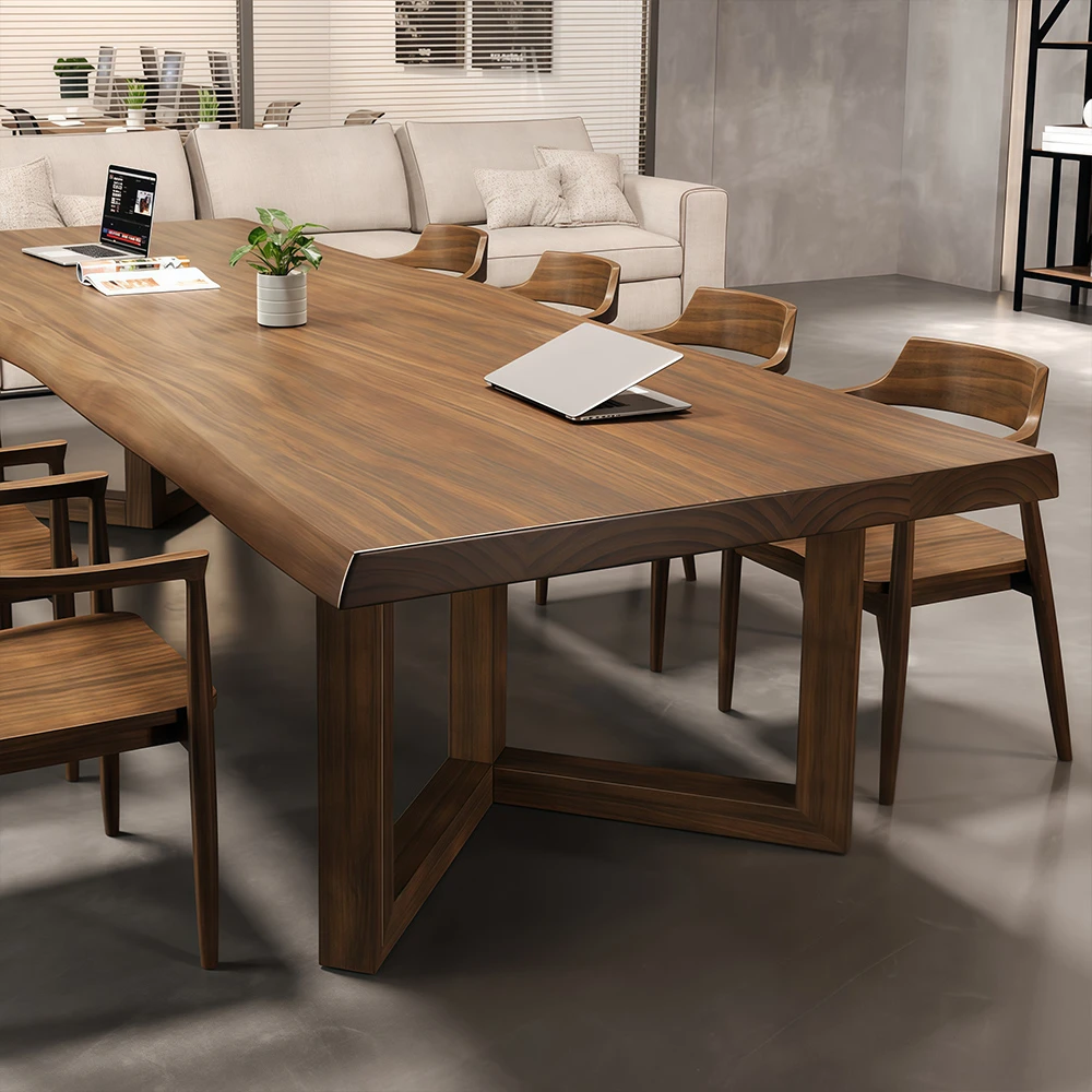 Modern Minimalist Solid Wood Conference Table | Industrial Style Meeting Desk - image 5
