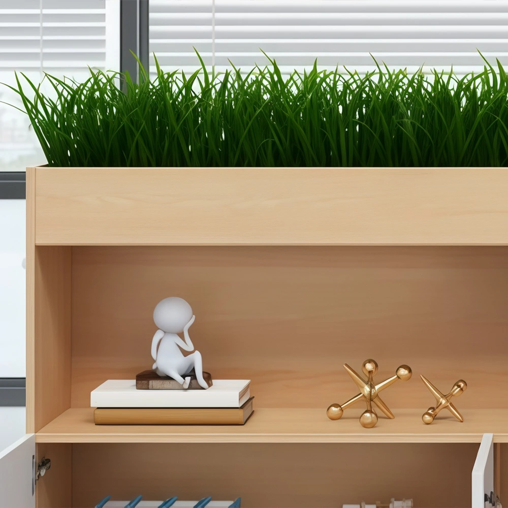Wooden Office File Cabinet with Planter Box - image 4