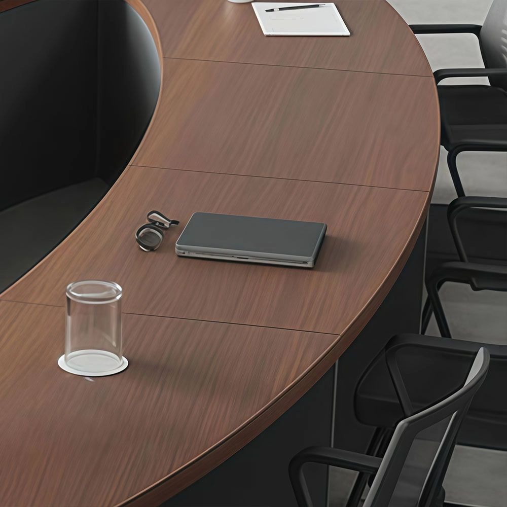 Modular Curved Extra-Thick Conference Table Free-Splice Arc Design - image 5