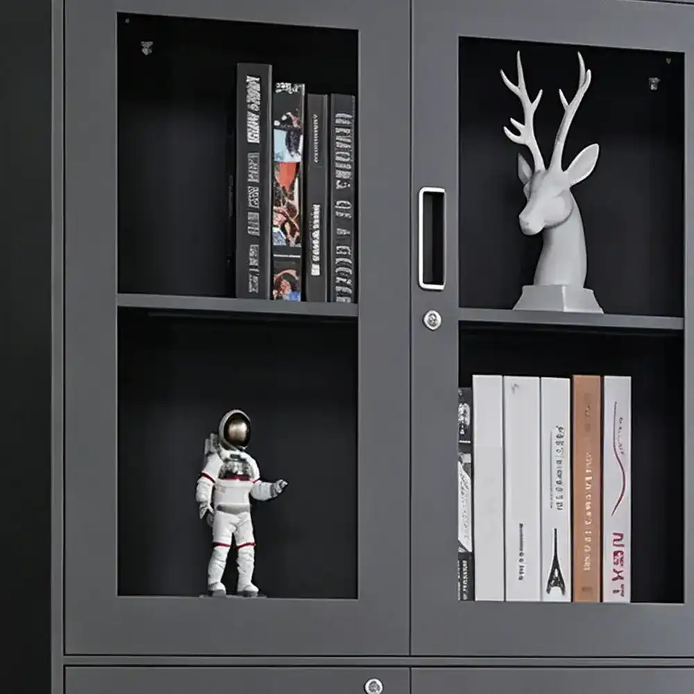 Modern Metal Filing Cabinet with Glass Display Doors - image 4