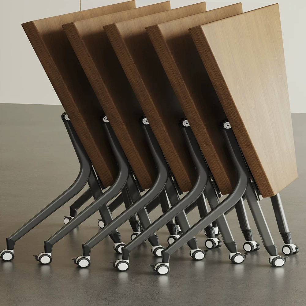Spliceable Modular Folding Conference Table – Modern Solid Wood Business Meeting Desk for Office - image 5
