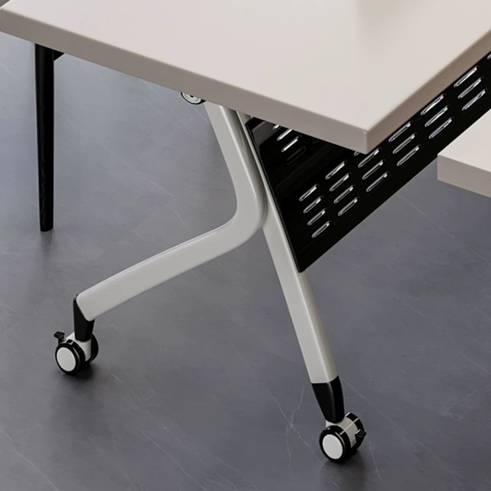White Wooden Folding Conference Table – Mobile Modular Design - image 5