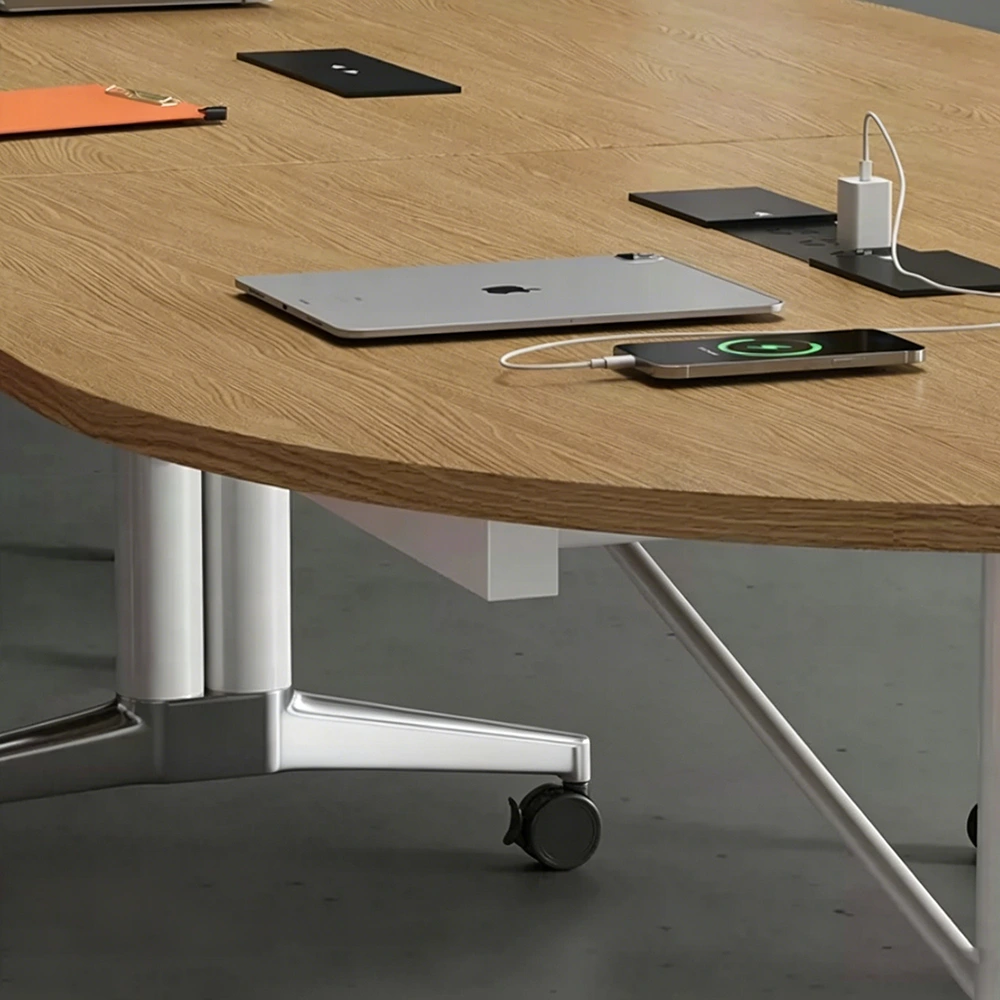 Space-Saving Mobile Folding Table Expandable Meeting Desk with Wheels - image 5