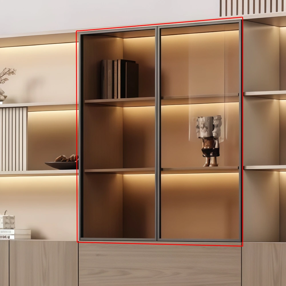 Modern Wooden Office Cabinet with Glass Doors - image 4