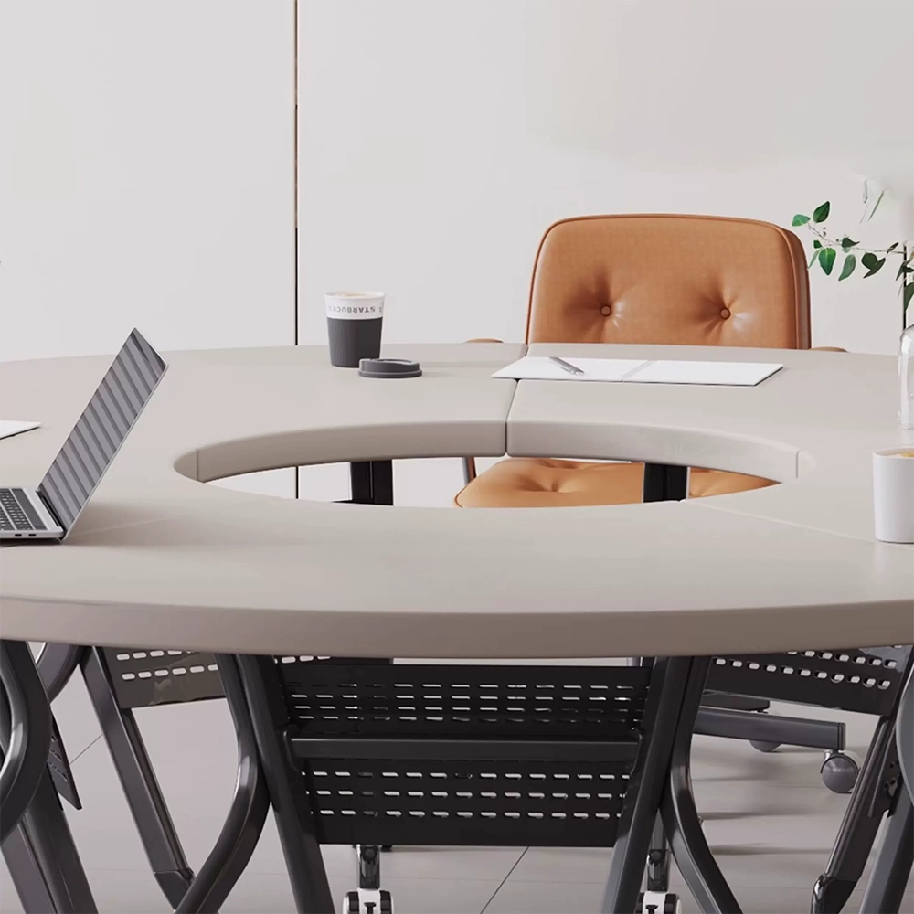 Modern White Folding Conference Table  Mobile Modular Combo  Luxury Meeting Desk - image 6